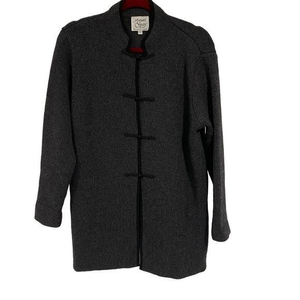 Margaret O'Leary Gray Wool Blend Sweater Cardigan Knot Buttons Size 2 M/L‎